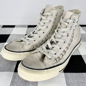 Converse Grey Suede Perforated Studded High Tops